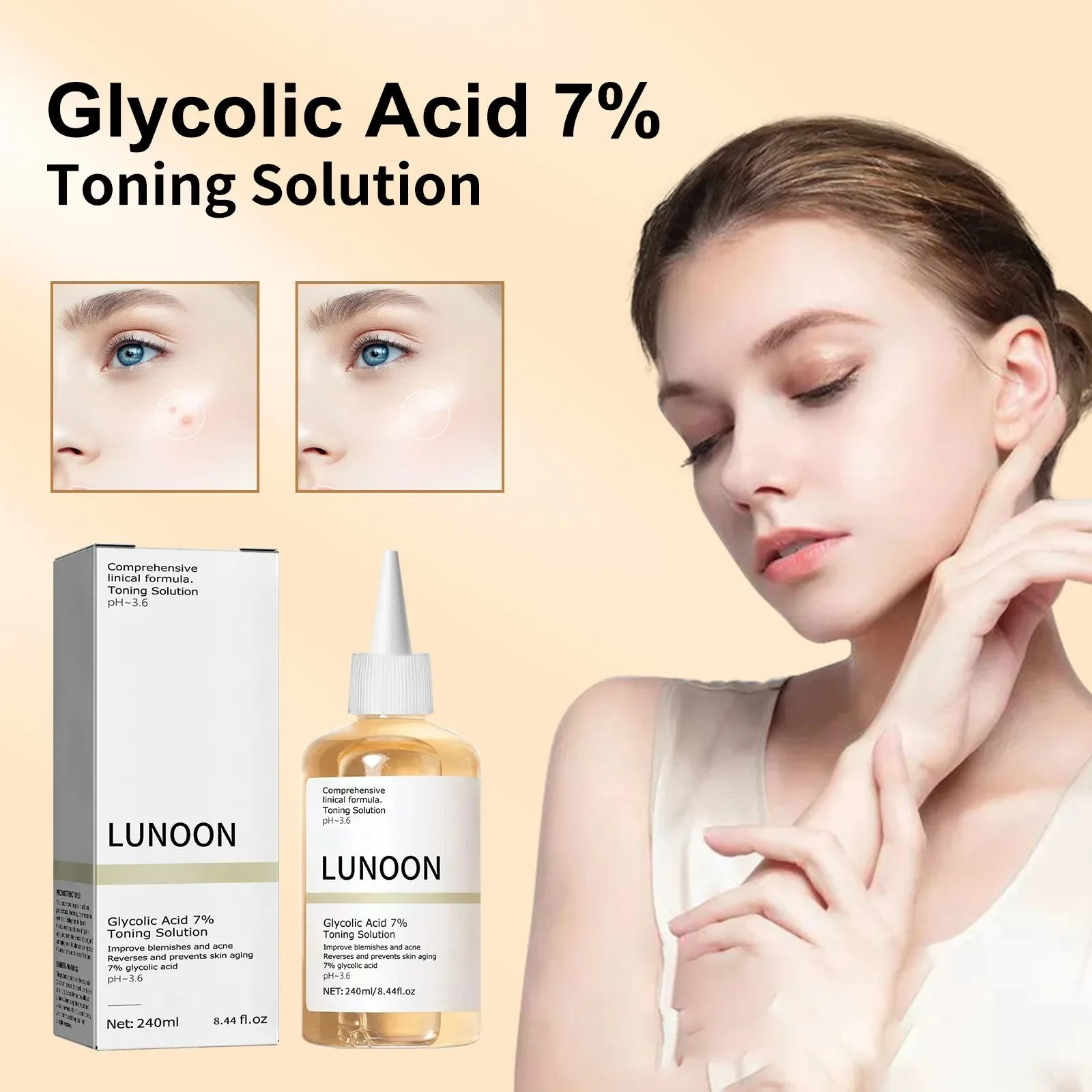 100ml Glycolic Acid 7% Toning Solution Repairing Facial Oil Nourishing Gentle Glycolic Acid Toner Face Essence