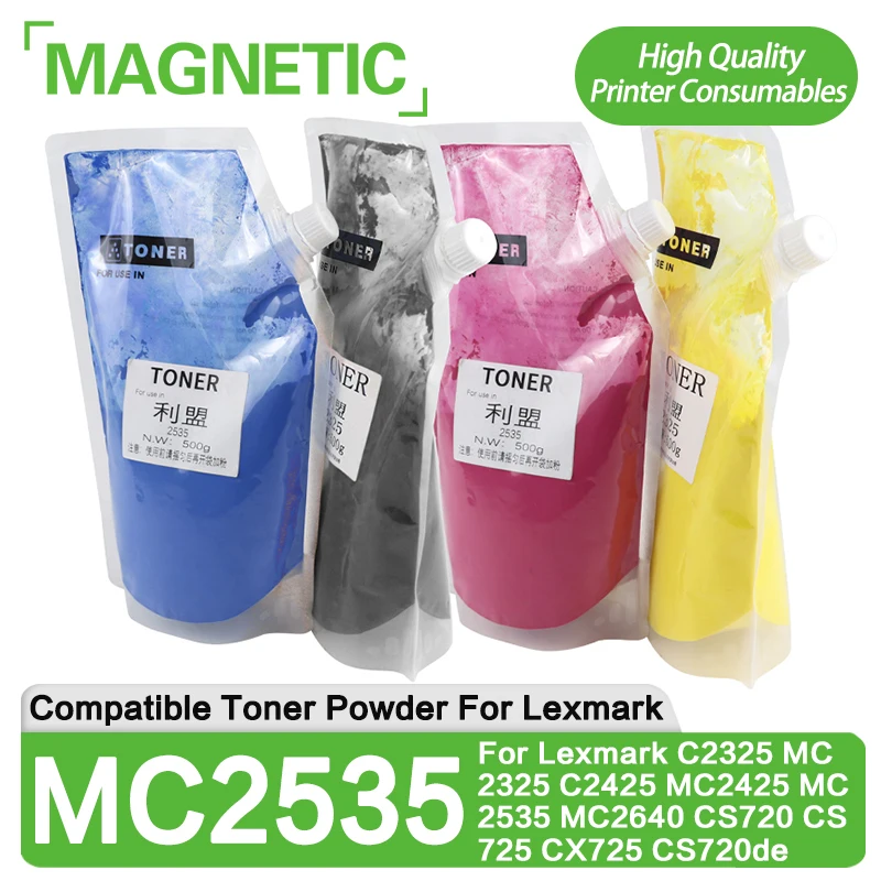 500 г совместимого тонер-порошка C2535 для принтеров Lexmark C2325, MC2325, C2425, MC2425, MC2535, MC2640, CS720, CS725, CX725, CS720de