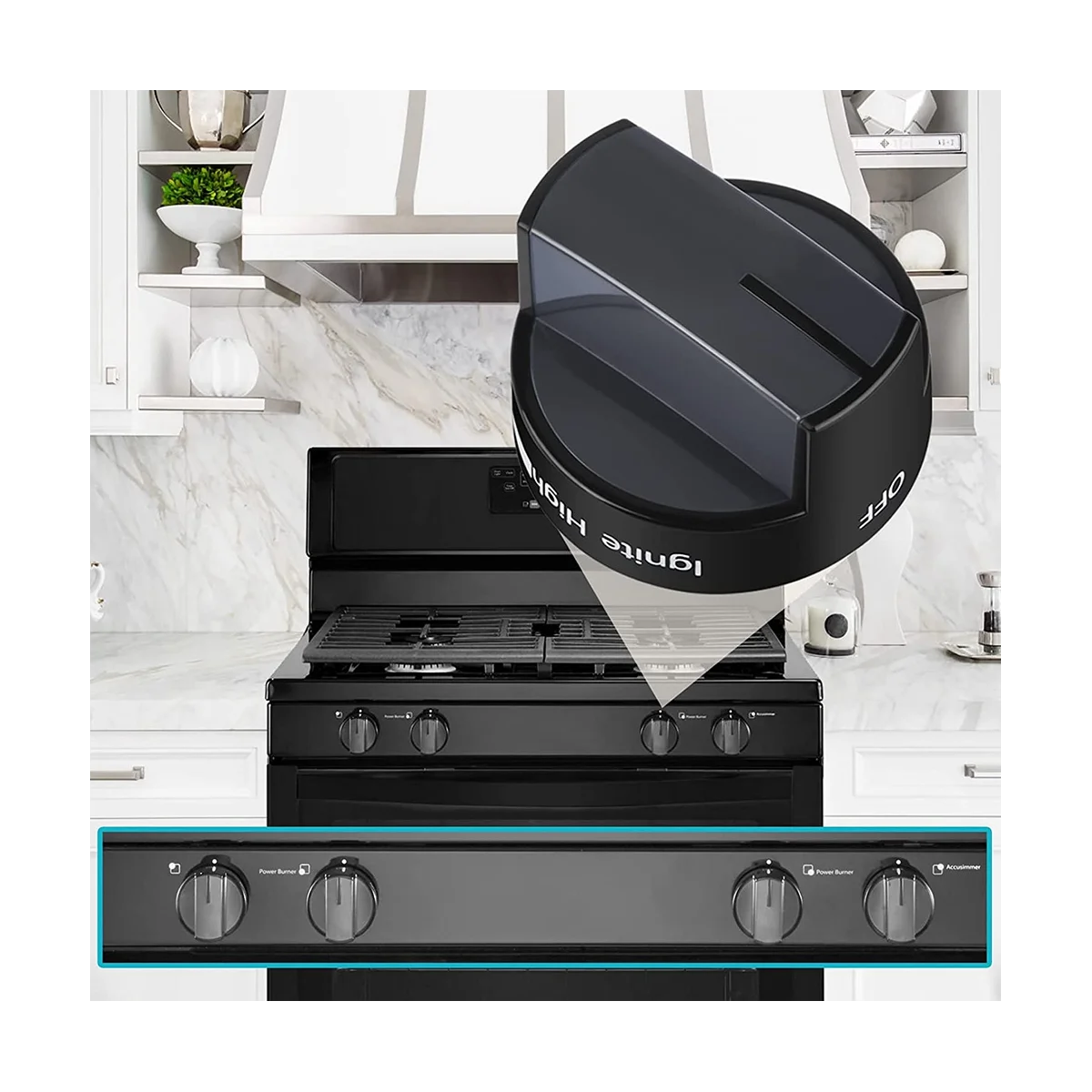 4X Вт 10339442   Ручка плиты, ручки управления горелкой поверхности варочной панели, черные заменяет WPW 10339442   PS 11753188