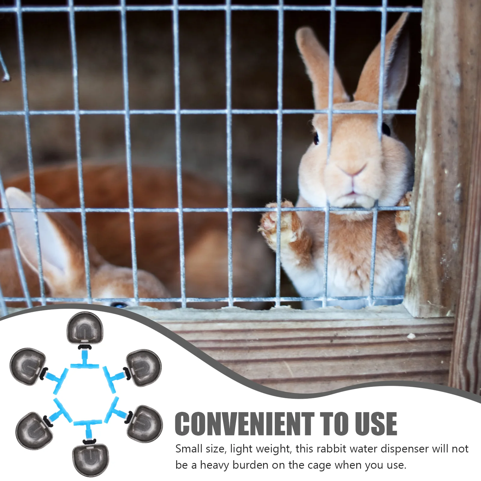 6 Pcs Dispenser Automatic Water Fountain for Rabbits Cage Drinking Bowl Watering Pet