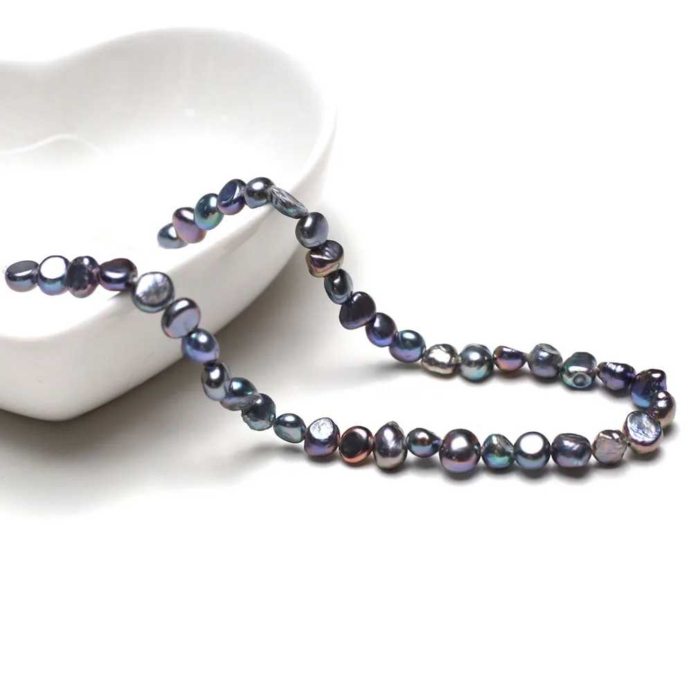 4-4.5mm Black Natural Freshwater Pearl Loose Beads 18cm Irregular Shape Strand Beads for Jewelry Making Bracelet Accessories