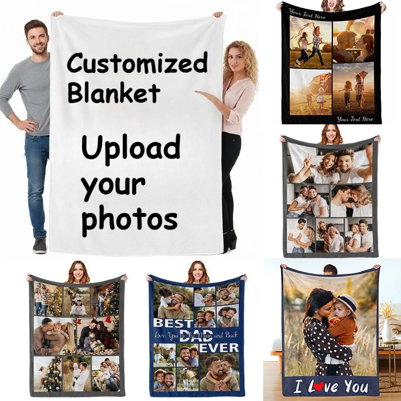 

Плед на заказ с вашим дизайном, логотипом, семейной фотографией, теплый, гладкий, 150x200 см, индивидуальный подарок для любимого человека, папы, мамы, на День матери