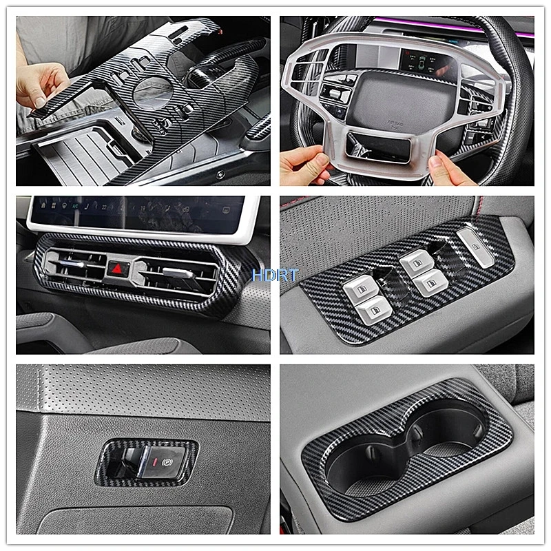 Car Styling Central Control Gear Shift Head Air Vent Outlet Carbon Fiber Interior Kit Fit For Chery Jetour Traveler T2 2023 +