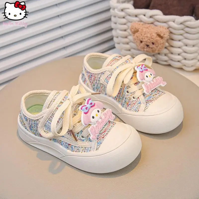 

Sanrio Girls Melody, летняя модная парусиновая обувь Kawaii, детская удобная дышащая спортивная обувь с героями мультфильмов аниме, повседневная обувь