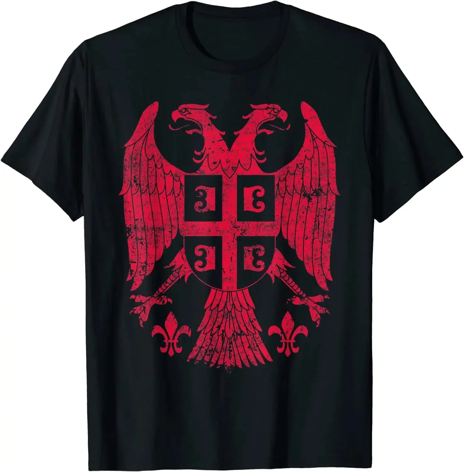 Serbian Double Headed Eagle Emblem - Serbia Coat of Arms Men T-Shirt Short Sleeve Casual Cotton O-Neck Summer  TShirt