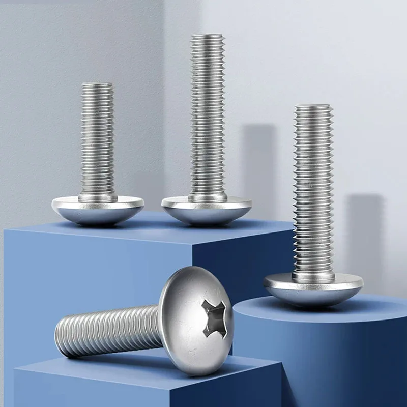 2~50Pcs M2 M2.5 M3 M4 M5 M6 M8 304 Stainless Steel Phillips Truss Head Large Flat Round Cross Screw Bolt Machine Screw