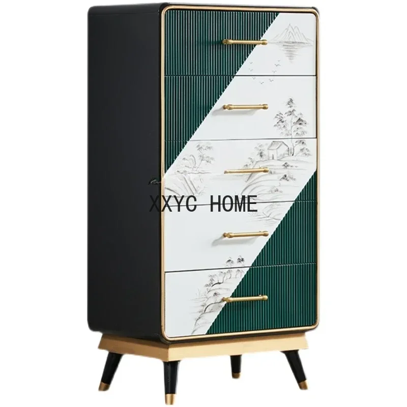 Chest of Drawers Light Luxury Chest of Drawer Locker Storage Cabinet French Small Narrow Chest of Drawers