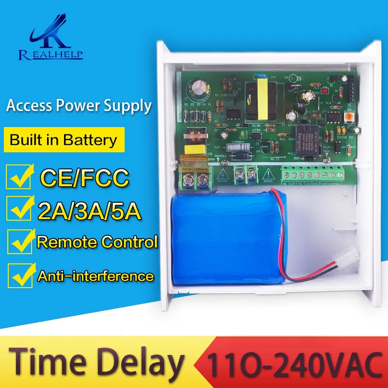 Fuente de alimentación DC 12V 5A con interfaz de batería de respaldo, sistema de Control de acceso con tarjeta RFID, interruptor de fuente de