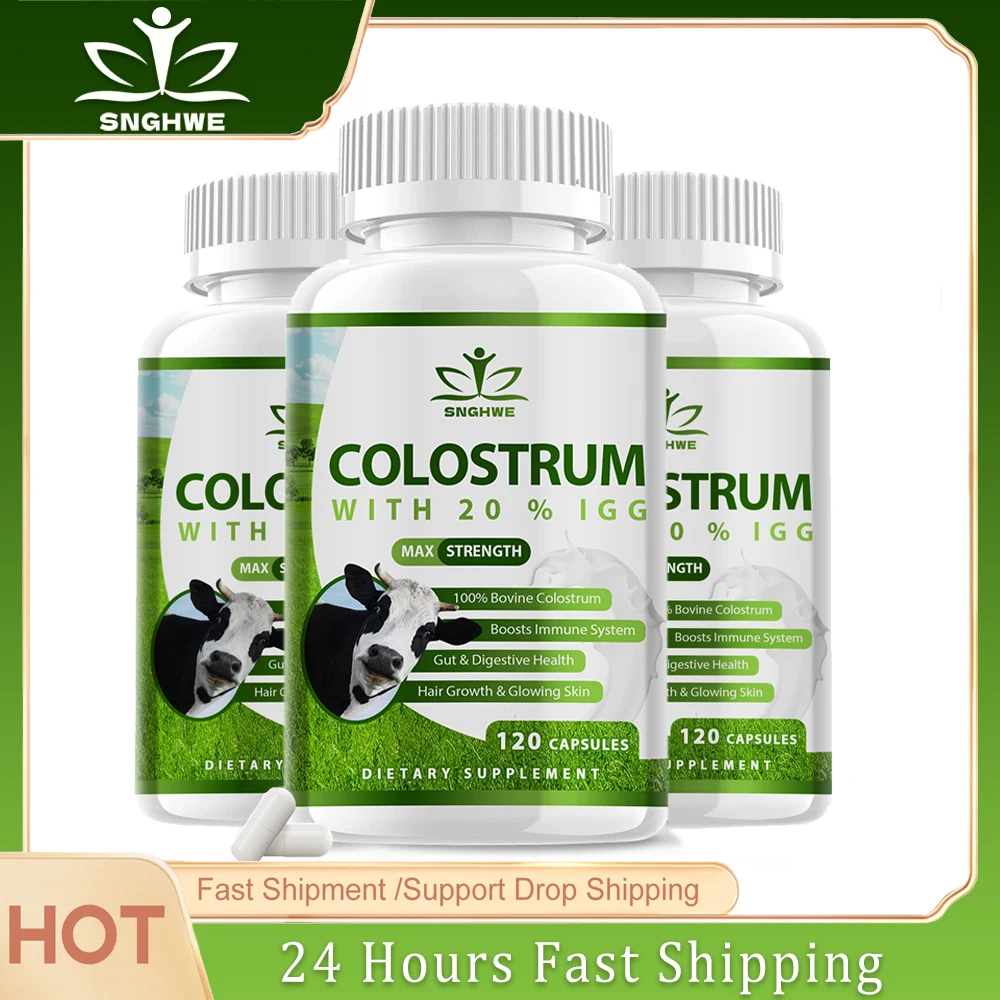 

Bovine Colostrum Powder Capsules 1000mg 20%IgG Promote Gut Digestive Health Boost Immune System Enhance Muscle Growth & Repair