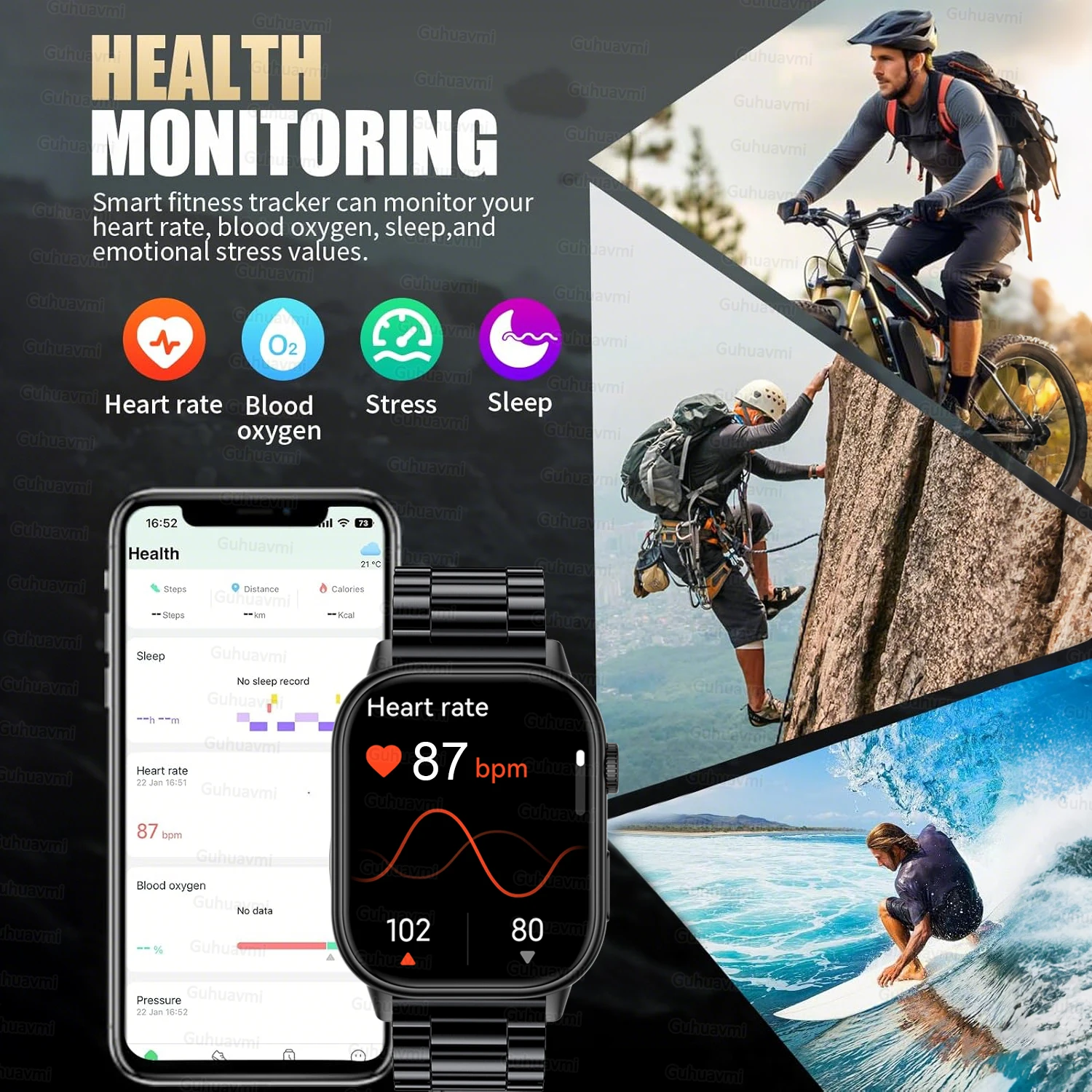 Xiaomi 스마트 시계 GPS 178 + 스포츠 모드 HD 블루투스 통화 IP68 방수 건강 추적 나침반 음성 지원 스마트 시계