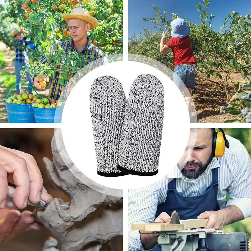 通気性のある切断防止フィンガースリーブ、5グレードの指先プロテクター、2x、キッチン用指先ガード、食品切断