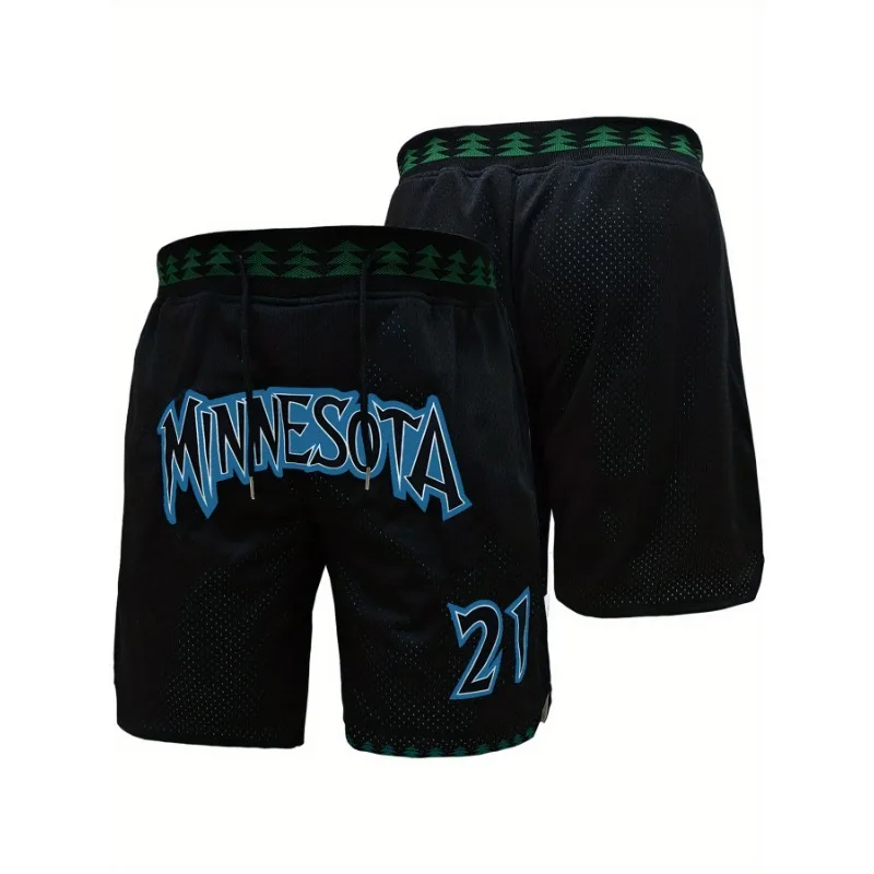 

Men's Basketball Shorts with "MINNESOTA" Embroidery - Breathable, Quick-Dry Sports Shorts Training Gym Fitness Short Pants