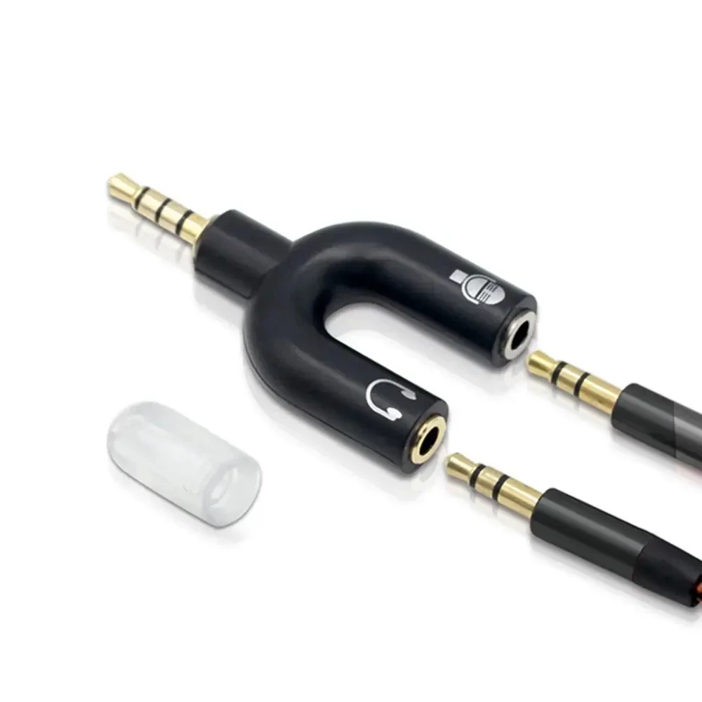 3.5mm Headphone Mic Splitter Adapter U-shaped Stereo 3.5mm 1 To 2 Audio Splitter Adapter for PS4 PC Laptop Ear Headset Cables