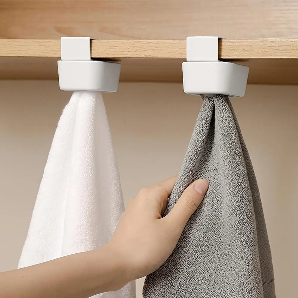 

Door Hanging Towel Hook Heavy Duty Cabinet Door Towel Hook No Drill Kitchen Rag Hanger Bathroom Push Hand Towel Holder for Easy