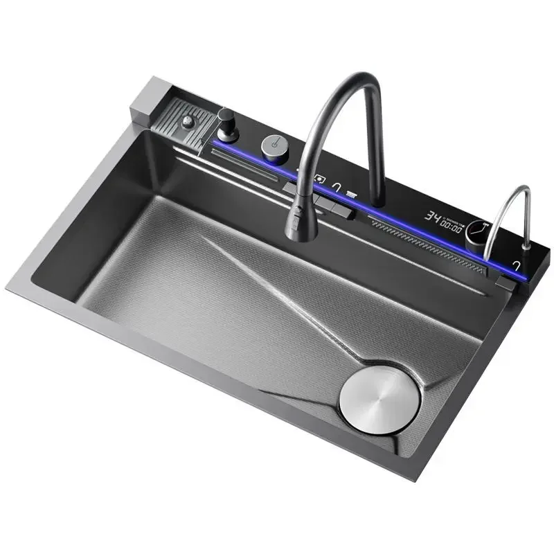 Whale 5.0 Sink Kitchen Multifunctional Digital Display Sink Feiyu Waterfall 304 Integrated Vegetable Basin Full Set