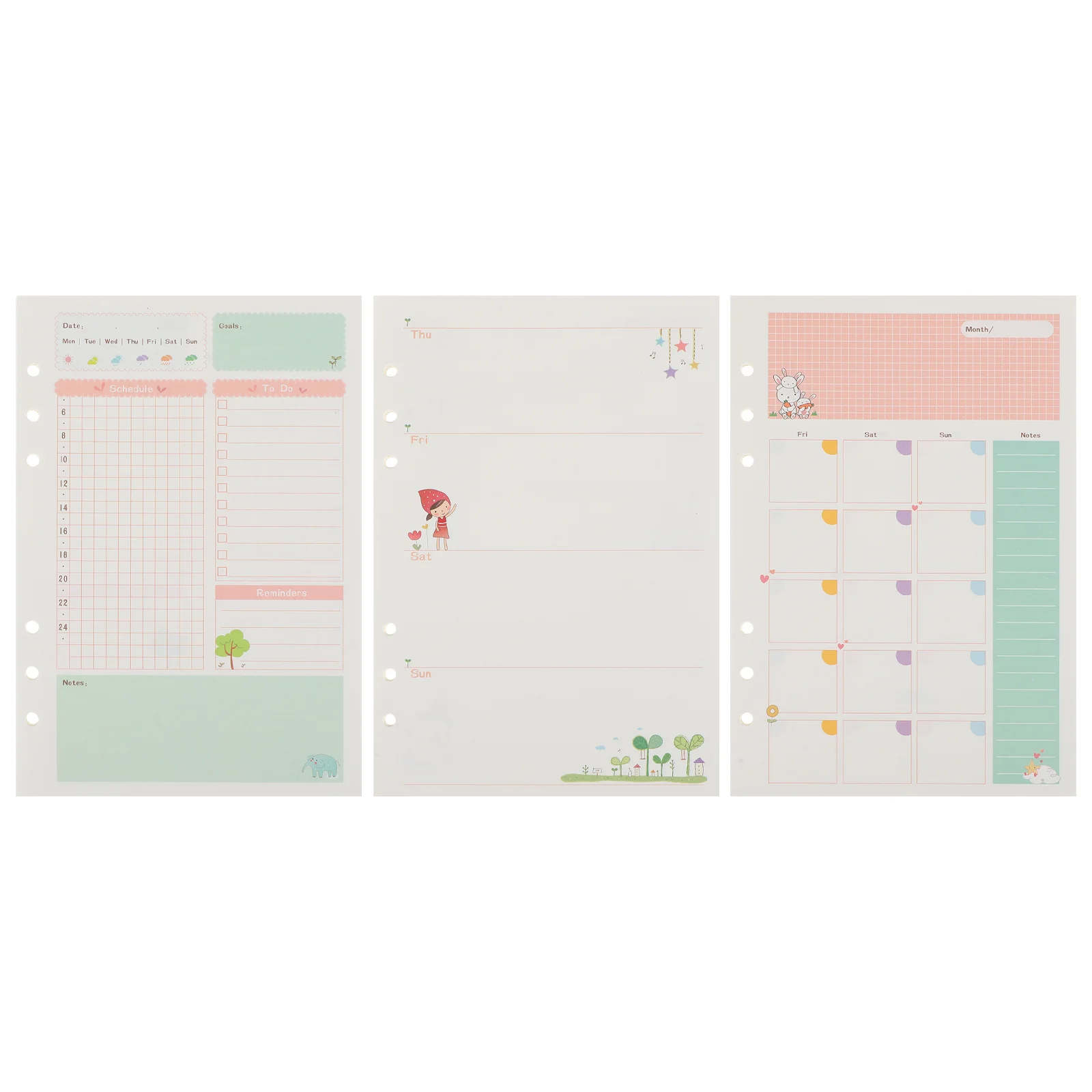 

3pcs Loose-Leaf Refill Papers Thick Flat Replacement Core For Planner Notebook Schedule Journal Punched Paper Notepad Inner