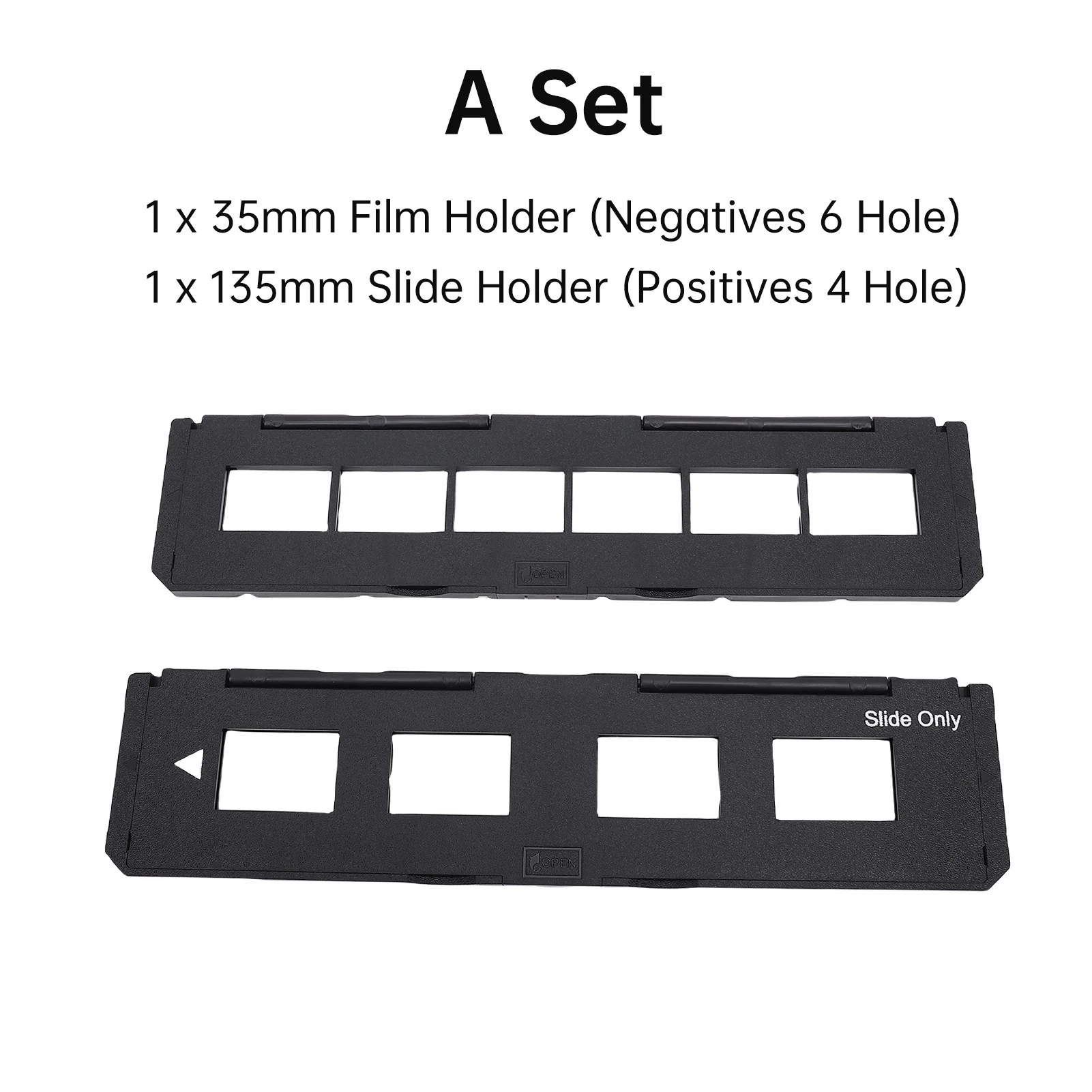 ที่ใส่ฟิล์มสไลด์ขนาด 135 มม. (4 รู) และที่ใส่ฟิล์มเนกาทีฟแบบถาดยาว 35 มม. (6 รู) เหมาะสำหรับการสแกนฟิล์มด้วยเครื่องสแกนฟิล์ม 7200/7200u
