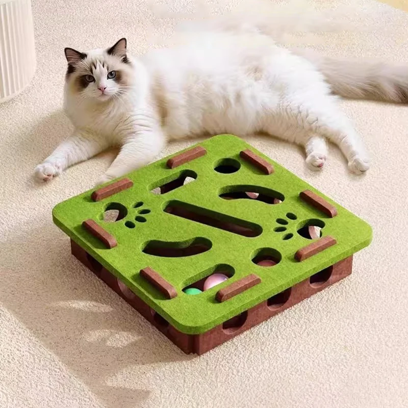 

Thickened Felt Puzzle Box Cat Tunnel Toy with Plastic Ball Indoor Sports Entertainment Hunting Scratching Posts Pets Accessories