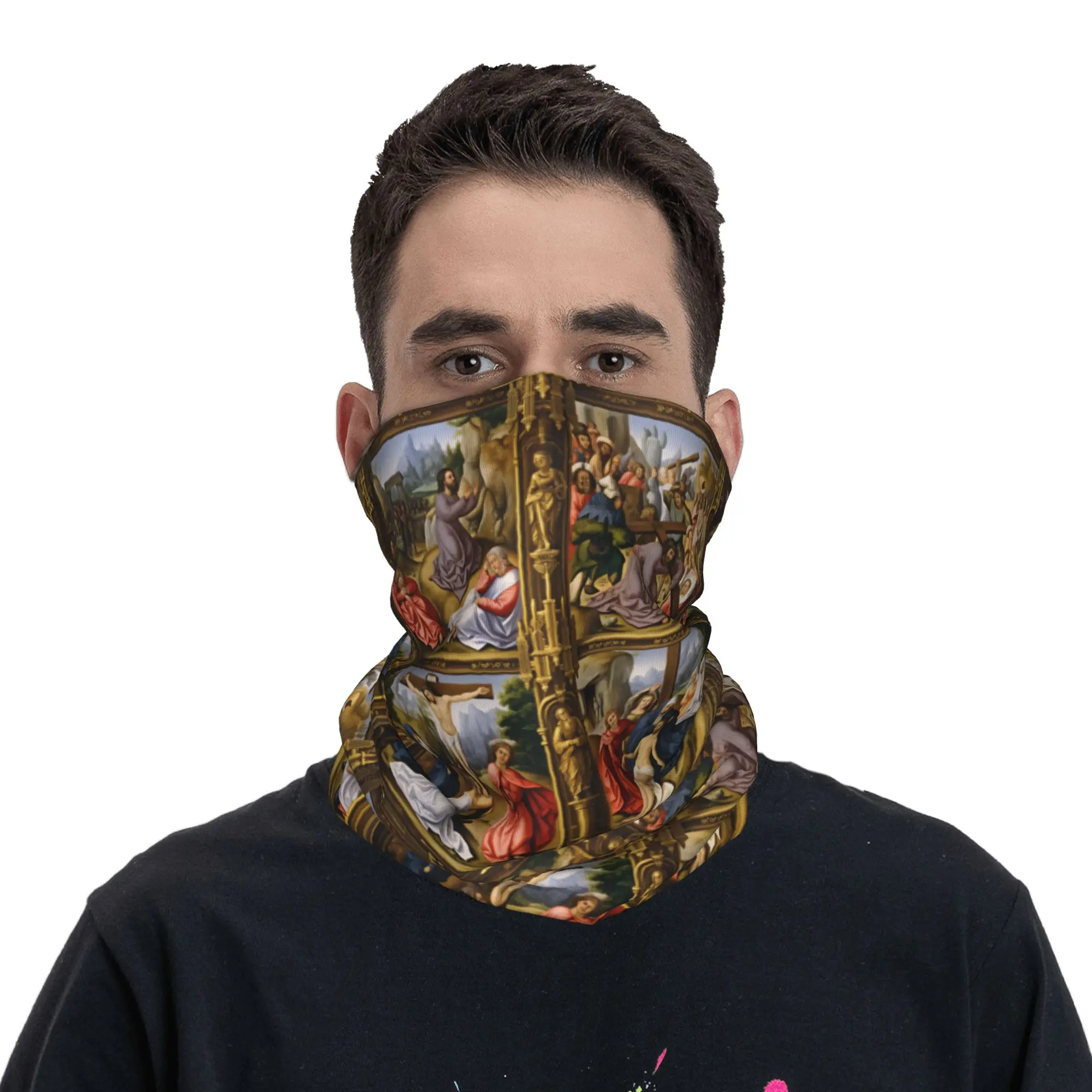 Jesus Crucifixion Jesus Art Winter Headband Neck Warmer Hiking Camping Tube Scarf Christ Religion Faith  Face Bandana Gaiter