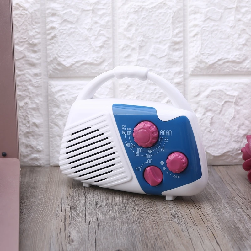 AM FM Shower Radio Speaker Top Handle Bathroom AA Battery Powered Mini Adjustable Volume Hanging Waterproof Portable