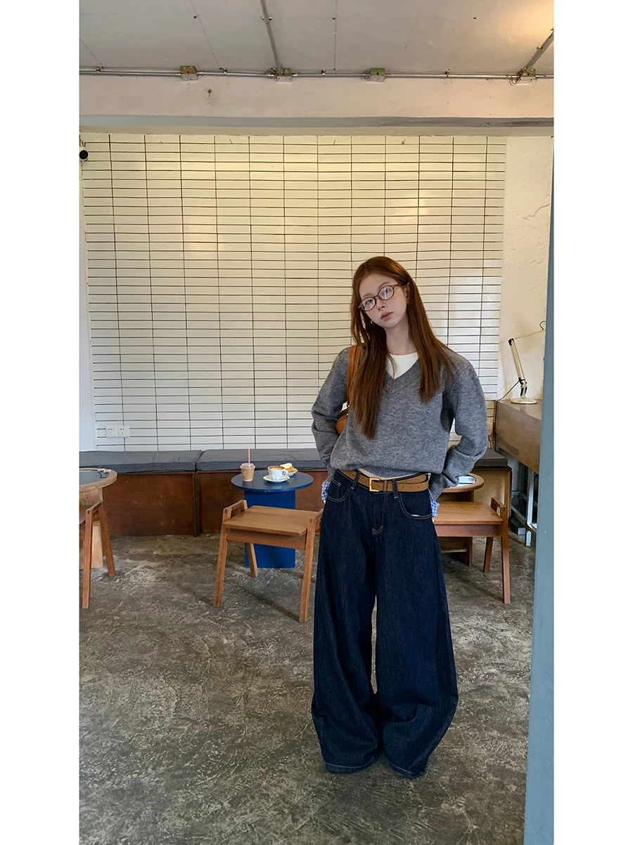 

Laid-ba Sle Женский длинный трикотаж све Свободная верхняя одежда ay Camere Повседневная одежда для поездок на работу Faion Straight Tube Ape