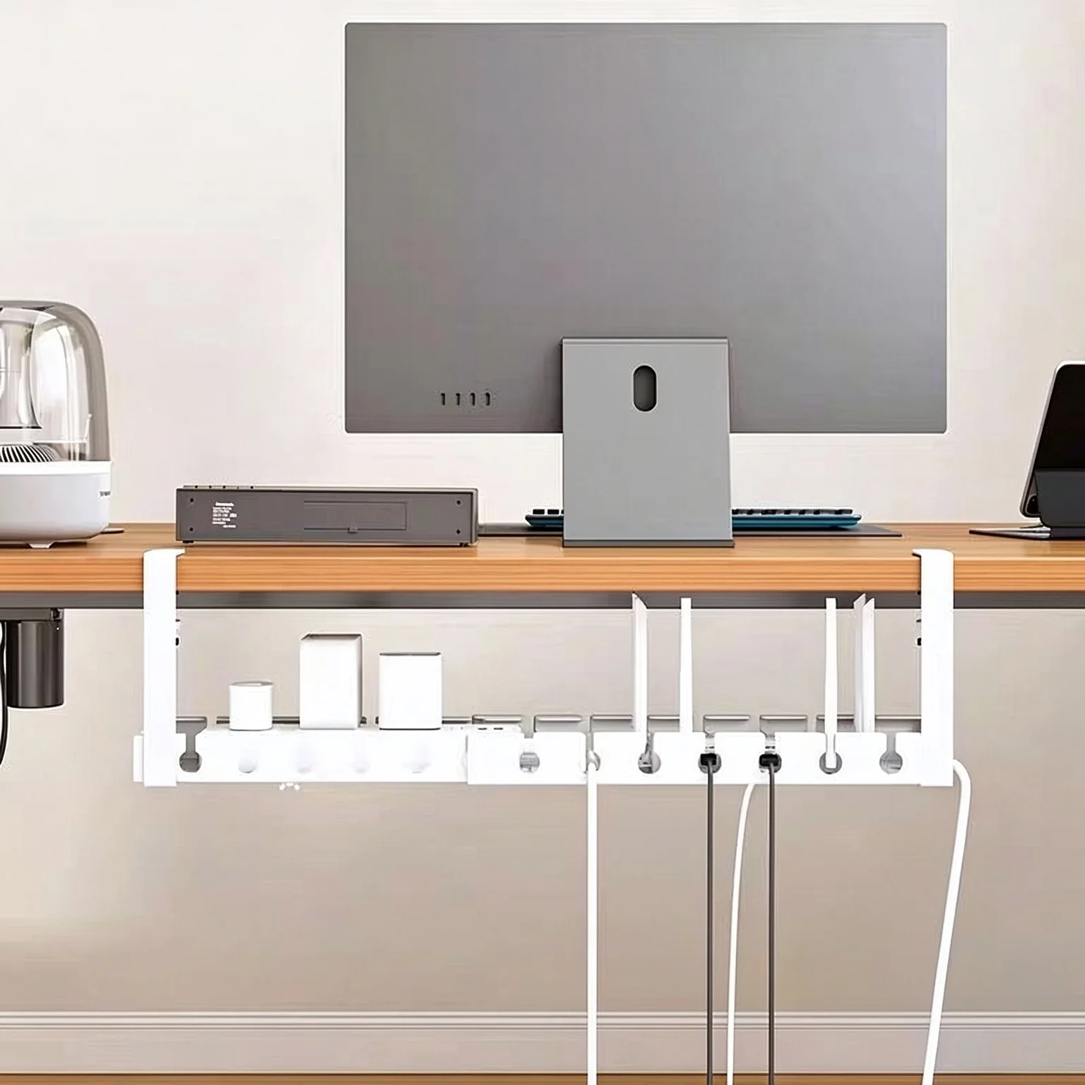 Undertable cable organizer no drilling power cable rack cable cable sorting box cable storage, desktop wiring tool socket