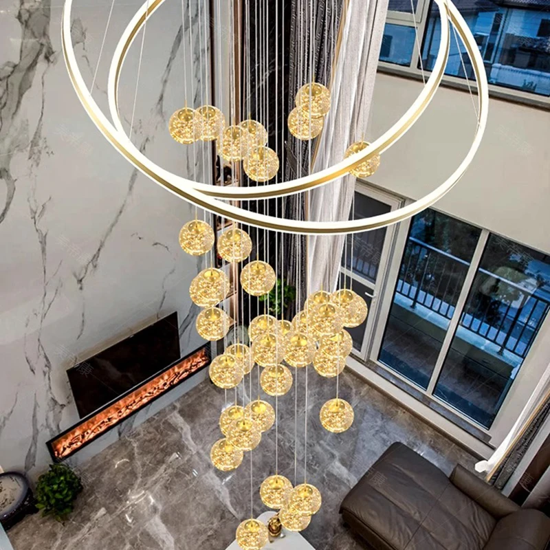American Gold Shimmering Glass Crystal LED Chandeliers lustre Gold striped edges Decorative Ceiling dimmable Hotel lobby