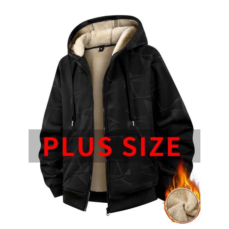 

Clothing Large Size Autumn and Winter Men's Velvet Coat Hooded Warm Thickened Top Zipper Access Top New in Hoodies & Sweatshirts