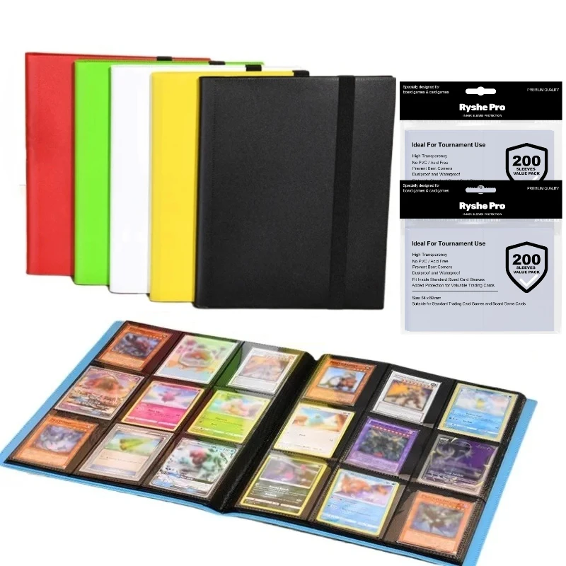 Buste per carte Raccoglitore per carte con 9 tasche Album per carte collezionabili Raccoglitore per display Supporto per tasca laterale a 360° per libro di carte da gioco TCG MTG