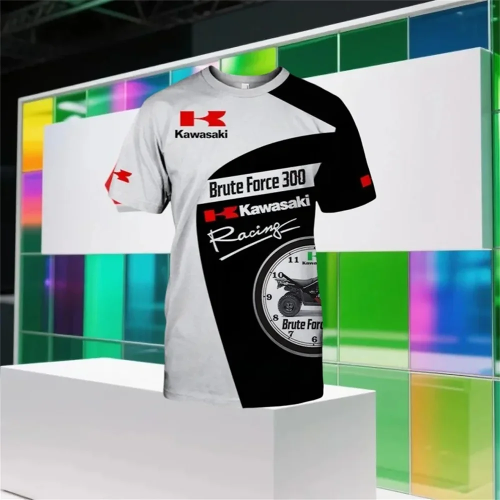 

Мужская футболка Kawasaki Motorcycle Racing Team, летняя одежда с короткими рукавами, модная спортивная футболка 2025 года для мотоциклов