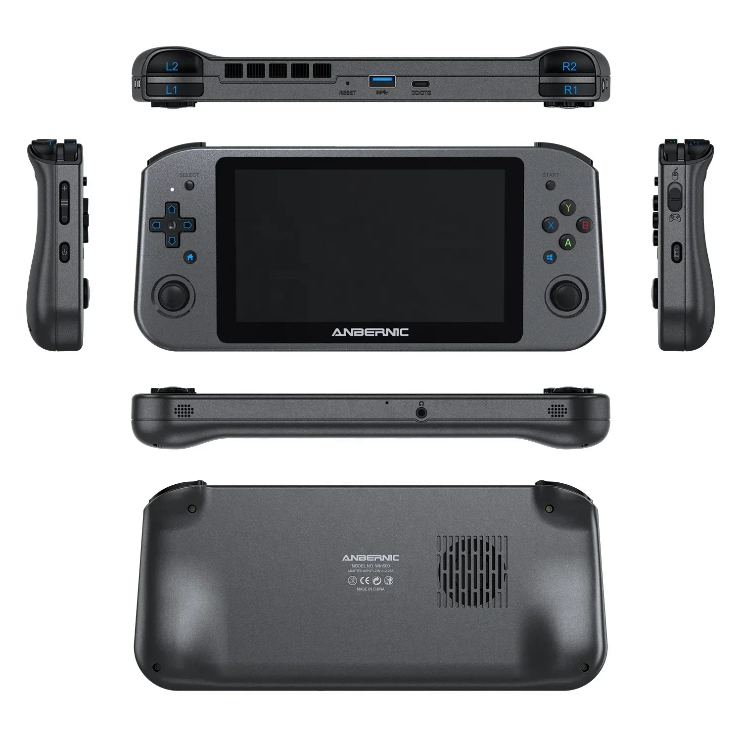 

Newest Anbernic Win600 Handheld Game Player WIFI BT Retro Games Console 5.94 inch OCA IPS Display Screen 9000mAh Black Gamepad