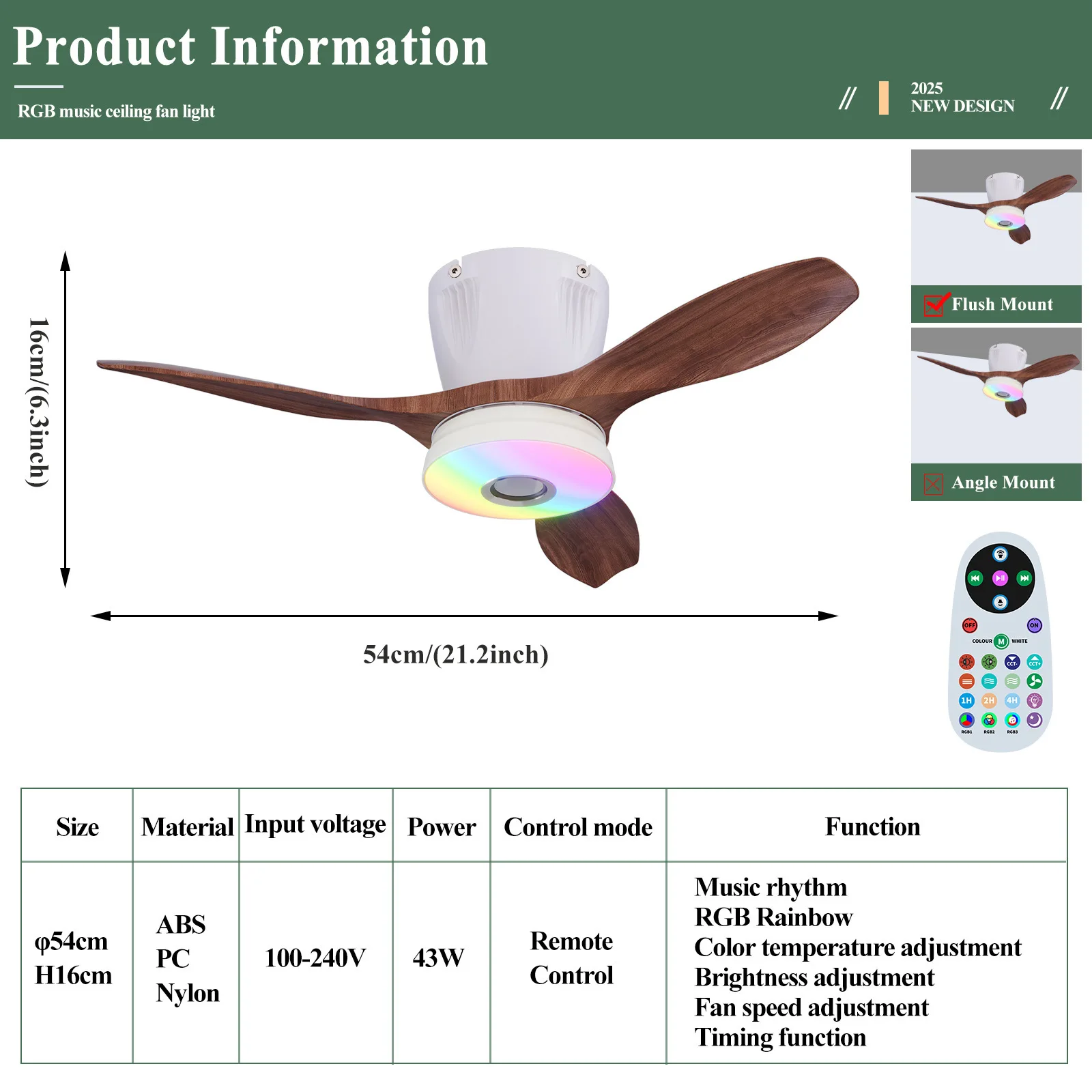2025 New Ceiling Fan Light Bedroom Minimalist RGB Bluetooth Fan Lights Source Music Light Wholesale for Living Room Study Room