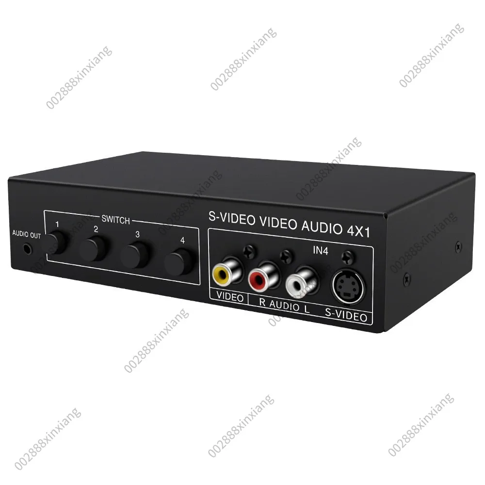For VSSW41 4 Input 1 Output S-Video AV Switcher S Terminal Audio Video Signal Splitter Converter Adapter