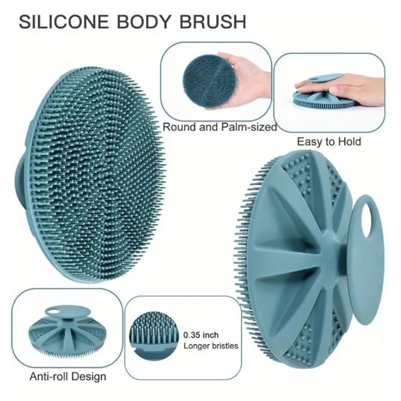 Soft Silicone Body Scrubber Shampoo Brush Handheld Shower Cleansing Brushes Exfoliating Bath Brush Head Massager Bathing Tools