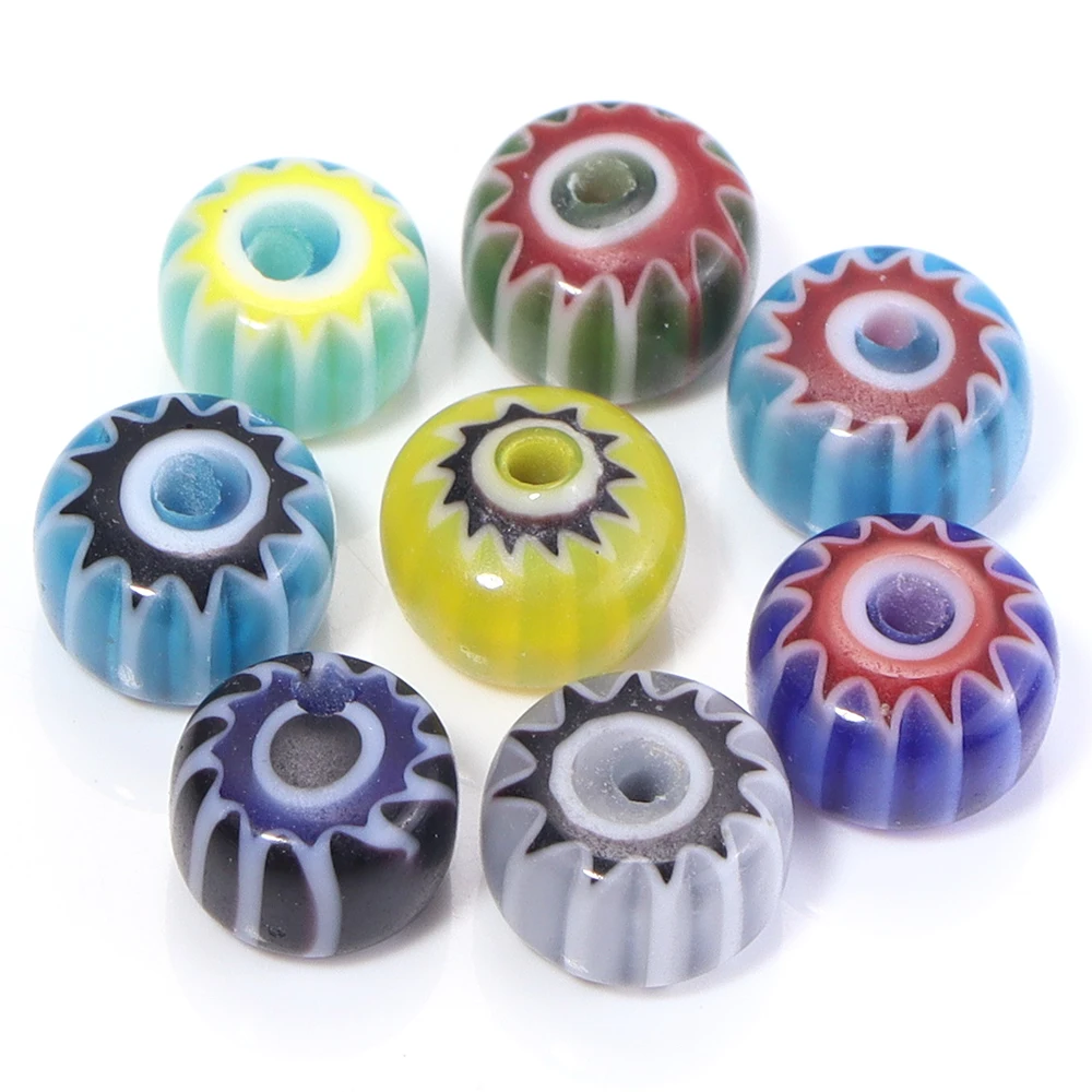 Apx 90 Stück/Strang 6x4mm Flache Kürbis-Lampwork-Perlen für Schmuckherstellung Zylinderförmige Glasierte Glasperlen DIY Armband Halskette – Detail 2