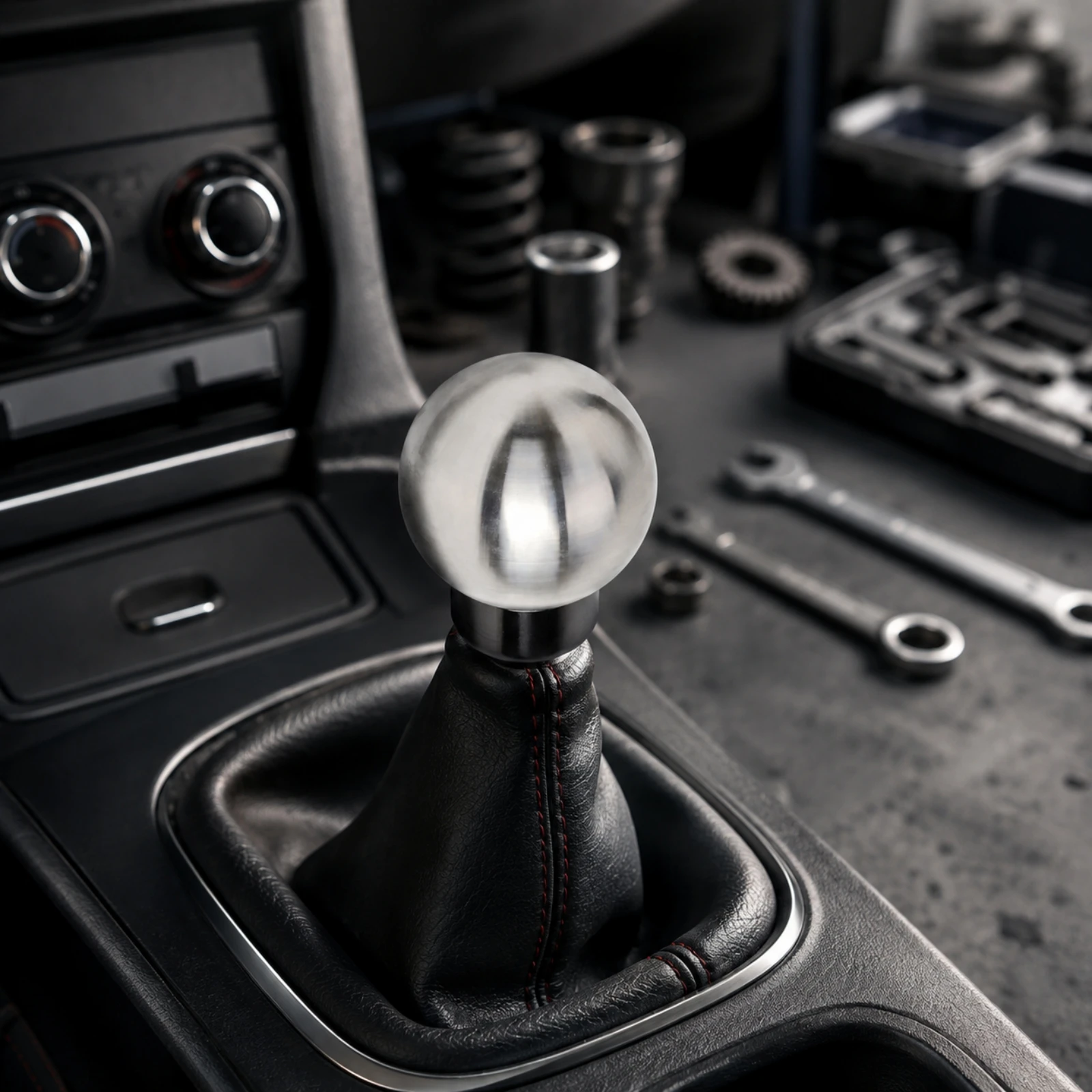 6-Speed Manual Gear Move Knob Long-Lasting Gear Move Knob with Threaded Adapter Sporty Ergonomic for DIY Auto Modifiers