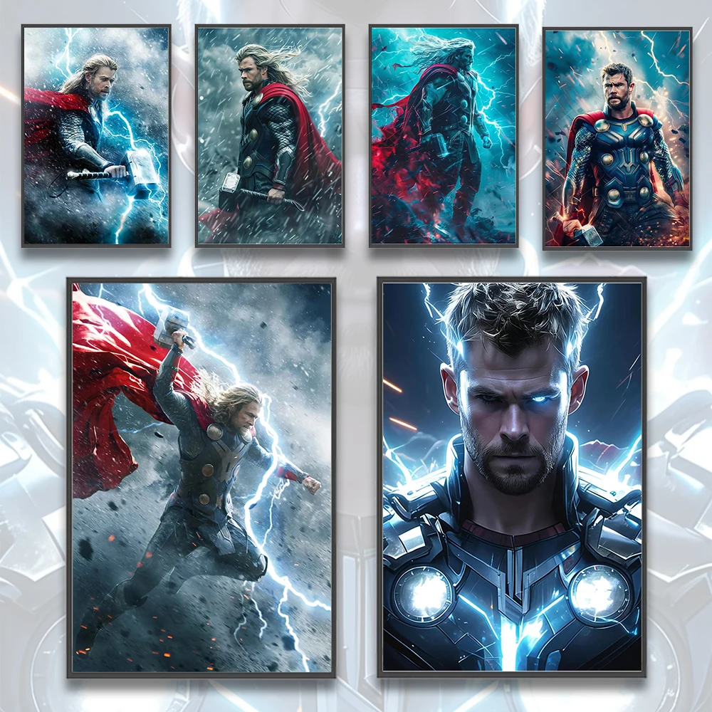 

Marvel Thor Self-adhesive Poster Movie Wallpaper Home Decoration SuperHero Painting Pictures Wall Art Avengers Kid Gift HD Deocr