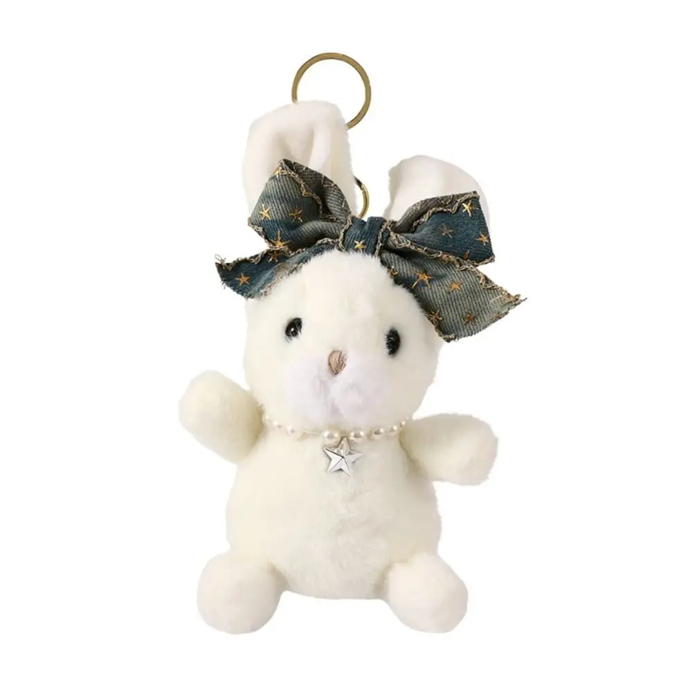 

Portable Bowknot Cartoon Rabbit Keyring Animal Soft Bunny Keychain Creative Cute Backpack Pendant Girl