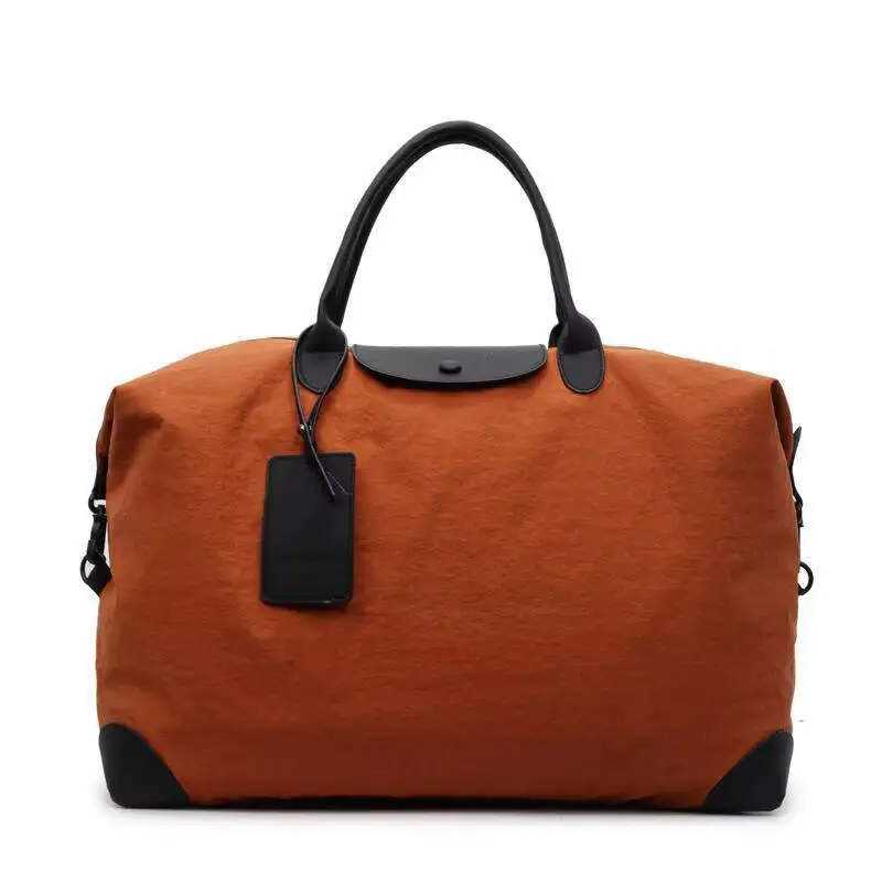 

DuffleBag Large Capacity Waterproof Nylon with Leather Trim Shoulder Strap Durable Luggage for Business Trip Gym Travel Tote Bag