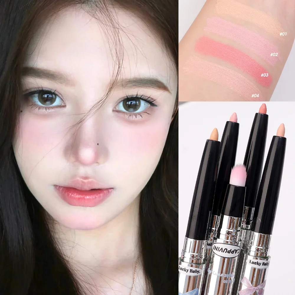 2 in1 Seidenraupe Highlight Stift matte Perle natürliche liegende Seidenraupe aufhellen Schatten Bleistift mit Wisch pinsel dauerhafte Augen Make-up