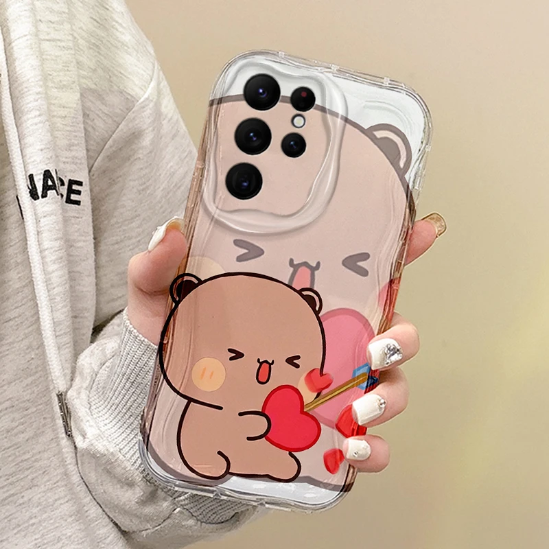 Novo dos desenhos animados bubu dodu casal caso de telefone para samsung galaxy s25 s24 s23 s22 ultra plus s24 fe a73 a72 a55 a54 tpu capa à prova de poeira