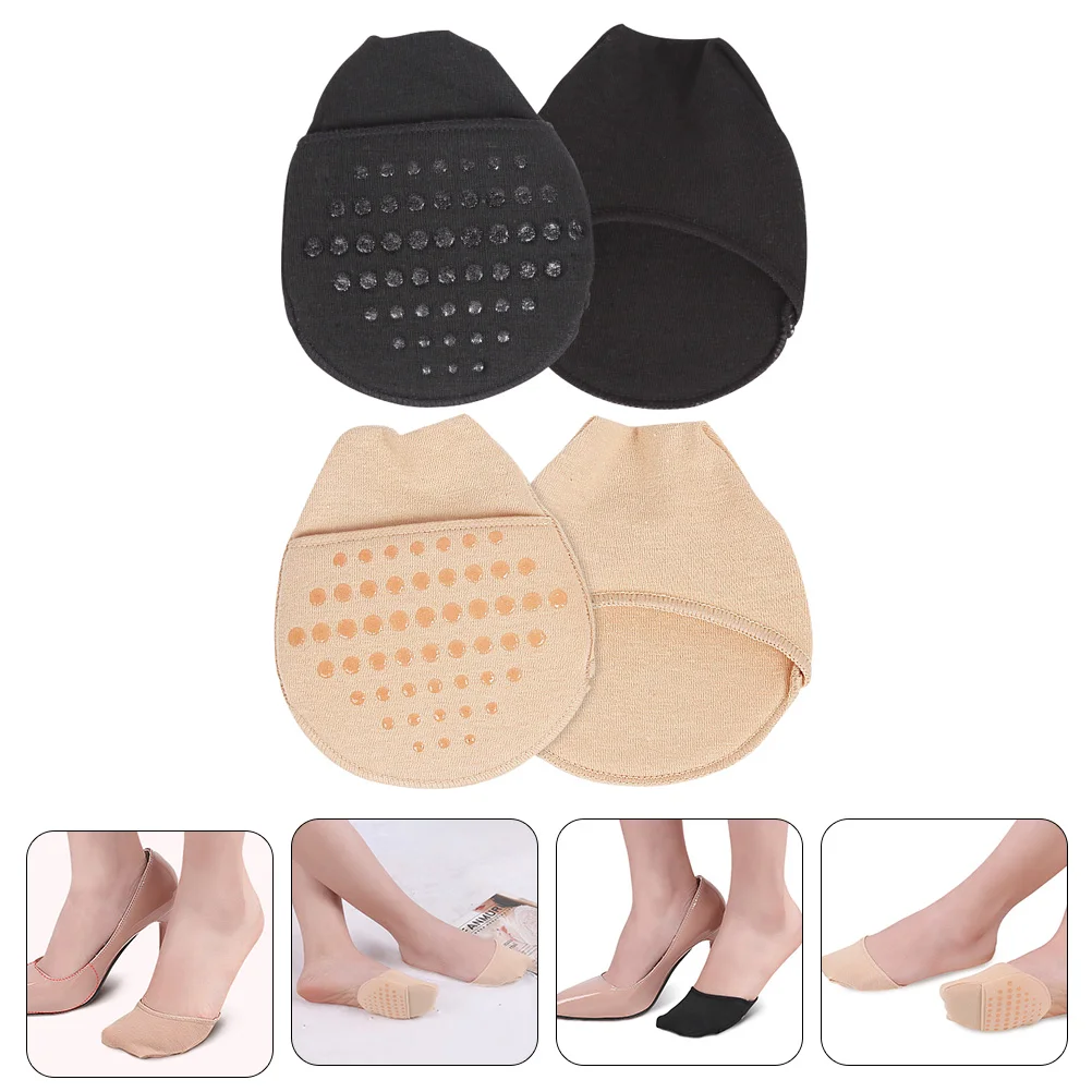 2 Pairs Stockings Half Socks Sole Pad Men's Womens Heels Slipper Invisible Footwear Forefoot Cotton No Show Breathable