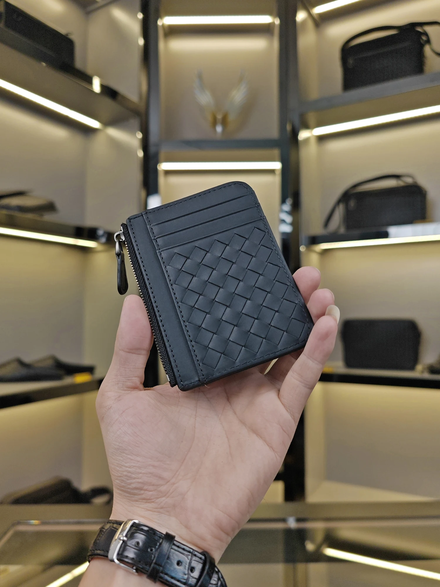 ultra-thin-handwoven-leather-coin-purse-zipper-card-holder-document-bag-top-layer-calfskin-for-men-and-women