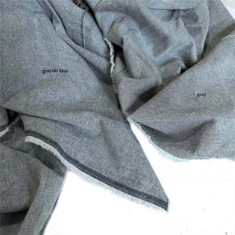 Grayish Blue Gray 100% Cotton Yarn Dyed Chambray Fabrics for DIY Craft Summer Spring Clothes Handwork Shirt Dress Pants Tissue