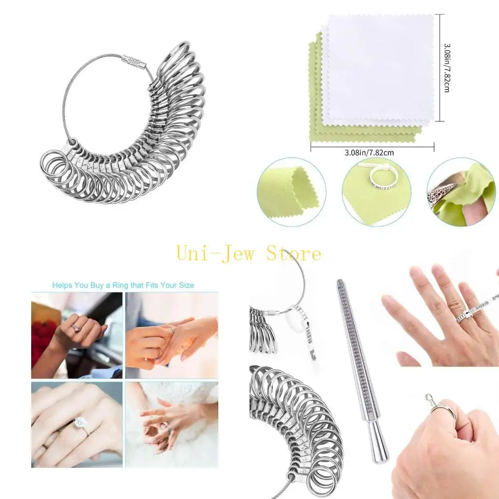 

40GB Set of 7 Professional Jewelry Tools Ring Mandrel Finger Gauge Ring Sizer