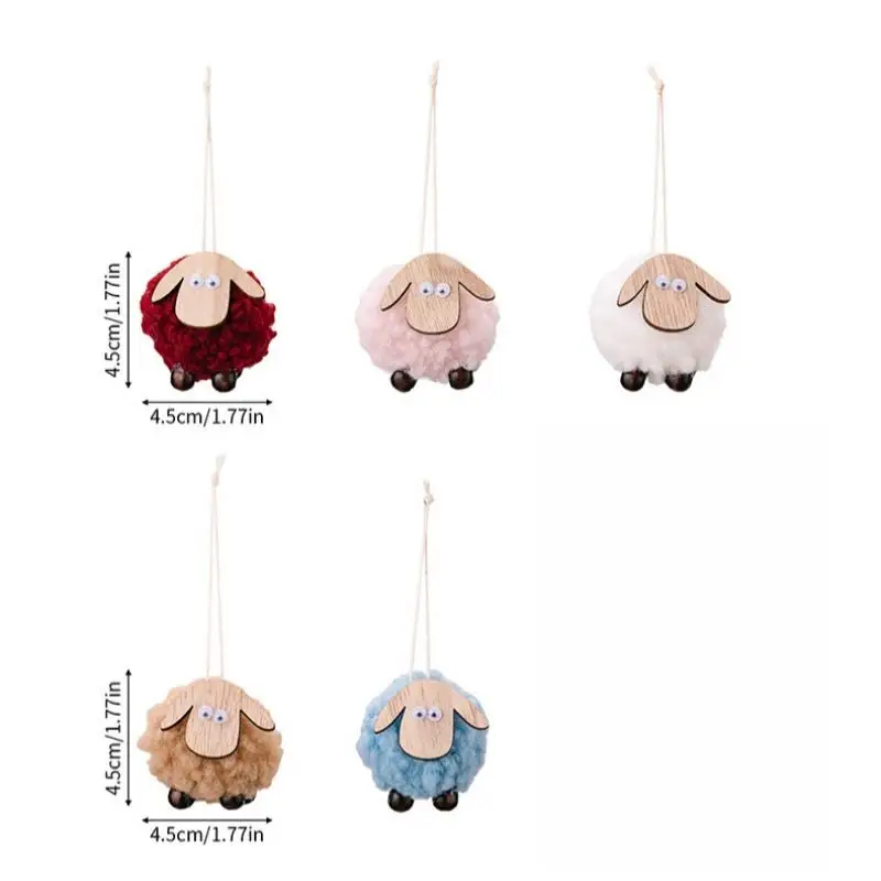 1 Stück kleines Schaf-Ornament, Weihnachtsbaumschmuck, Wolltier-Anhänger, handgefertigtes Holz-Accessoire für Zuhause, Weihnachten – Detail 9