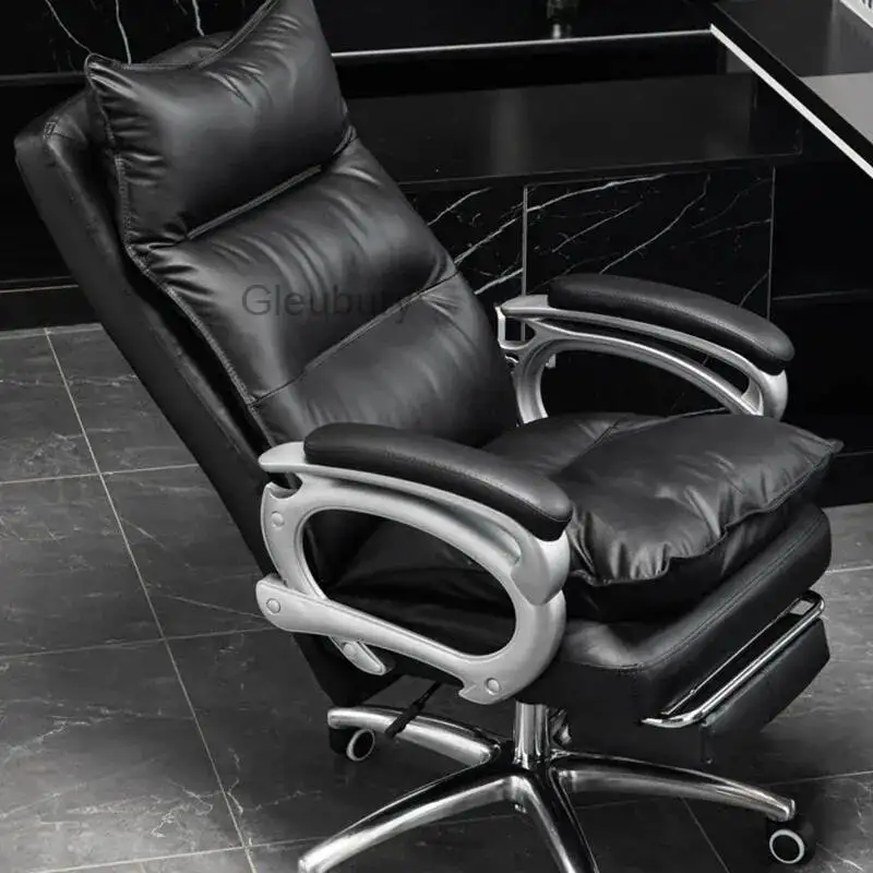 

Роскошное кожаное кресло для менеджера, эргономичное кресло для руководителя с высокой спинкой и поясничным массажем 135 ° Офисное кресло с откидной спинкой для ног