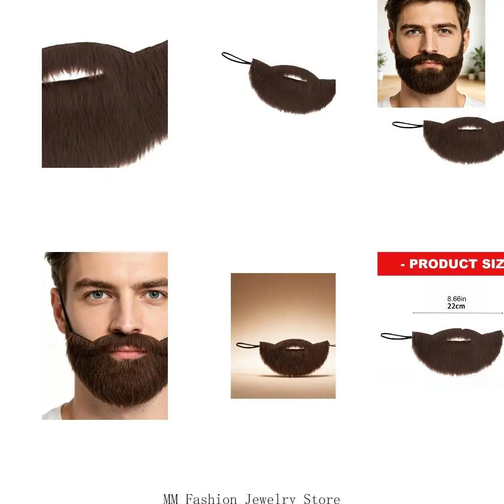 Brown Beard Costume Prop 22 x 11 Hair-Look Accessory for Stage Play Cosplay and Theme Party Styling D0UB