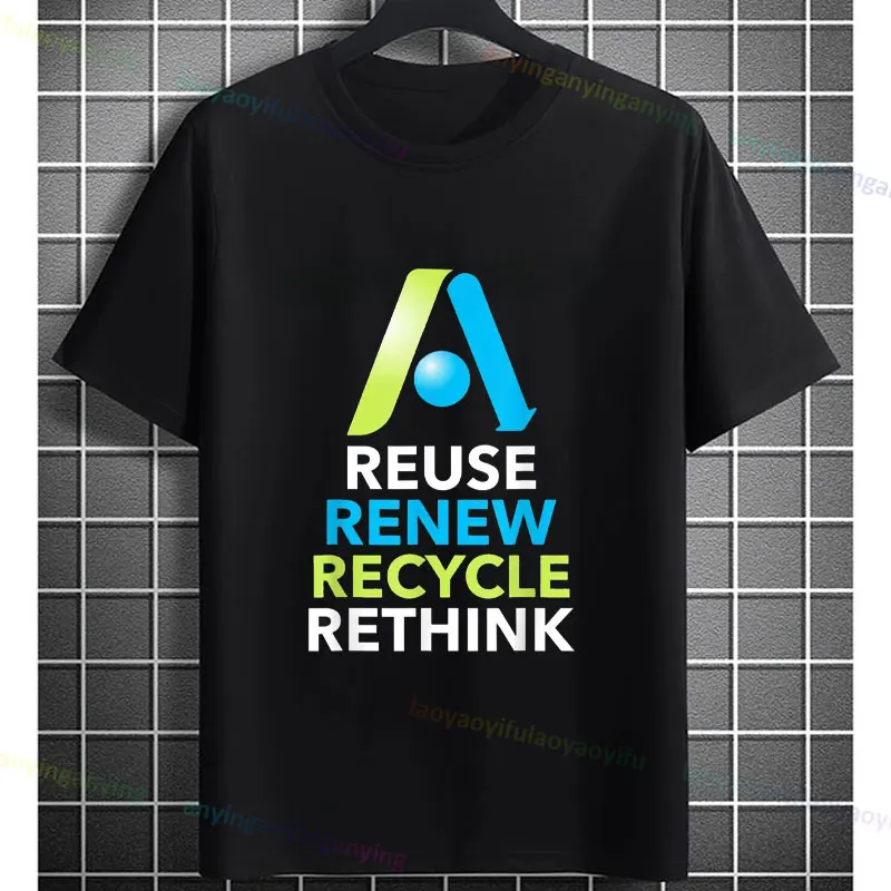 Reduce Reuse Recycle Flower Earth Day Graphic T-Shirt Casual Short-sleev Pure Cotton Tee Ideal Gift for Nature Lovers