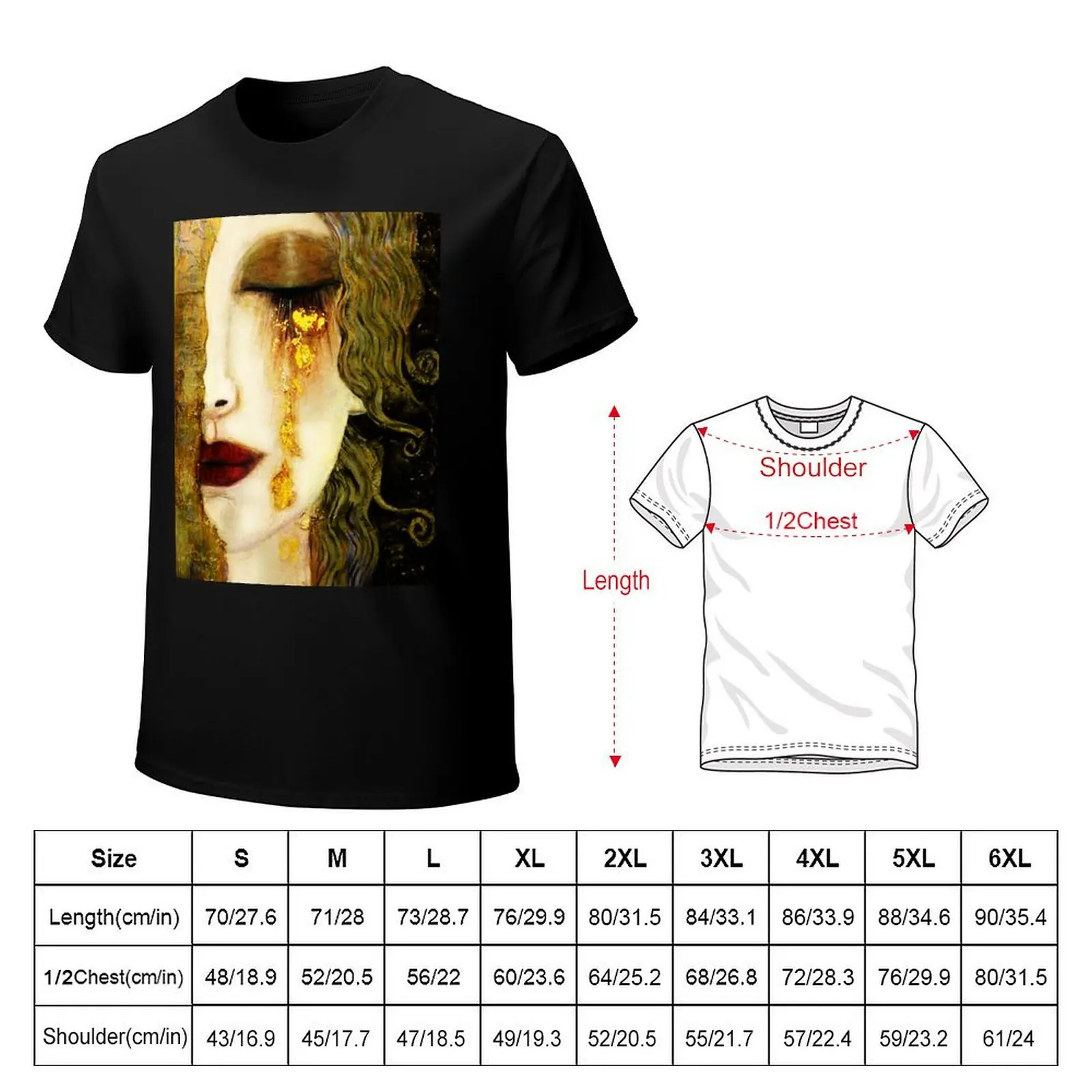 Golden Tears Freya’s Tears of Gold Anne Marie Zimmerman (School of Klimt) T-Shirt Large Size Short Sleeve T-Shirt